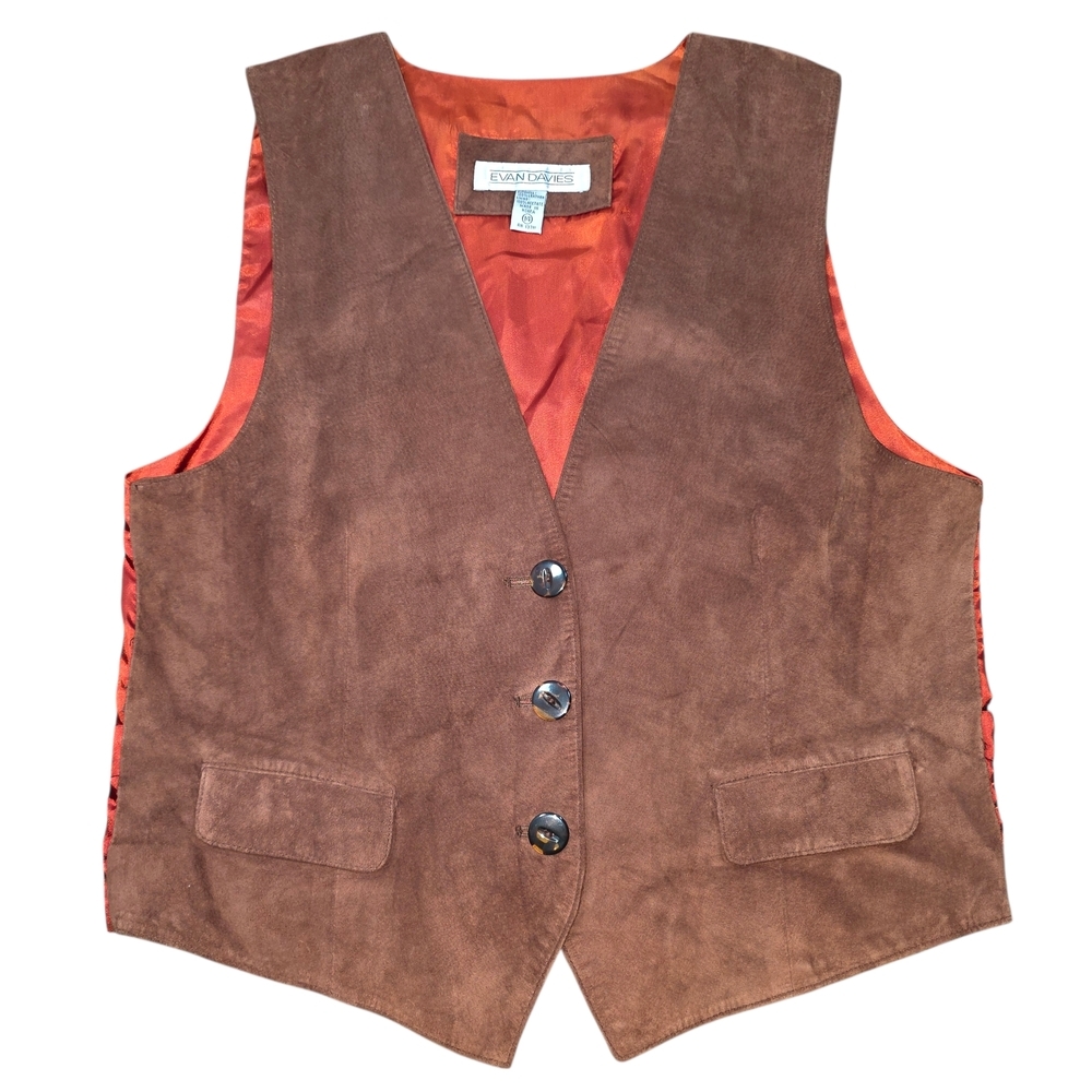 Evan Davies Vintage Brown Suede Leather Vest | Western Luxe Sz 14 - Picture 2 of 7